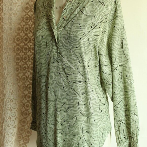Vintage 1980s 1990s Blouse, Notations Green and Black Tunic - Picture 7 of 10
